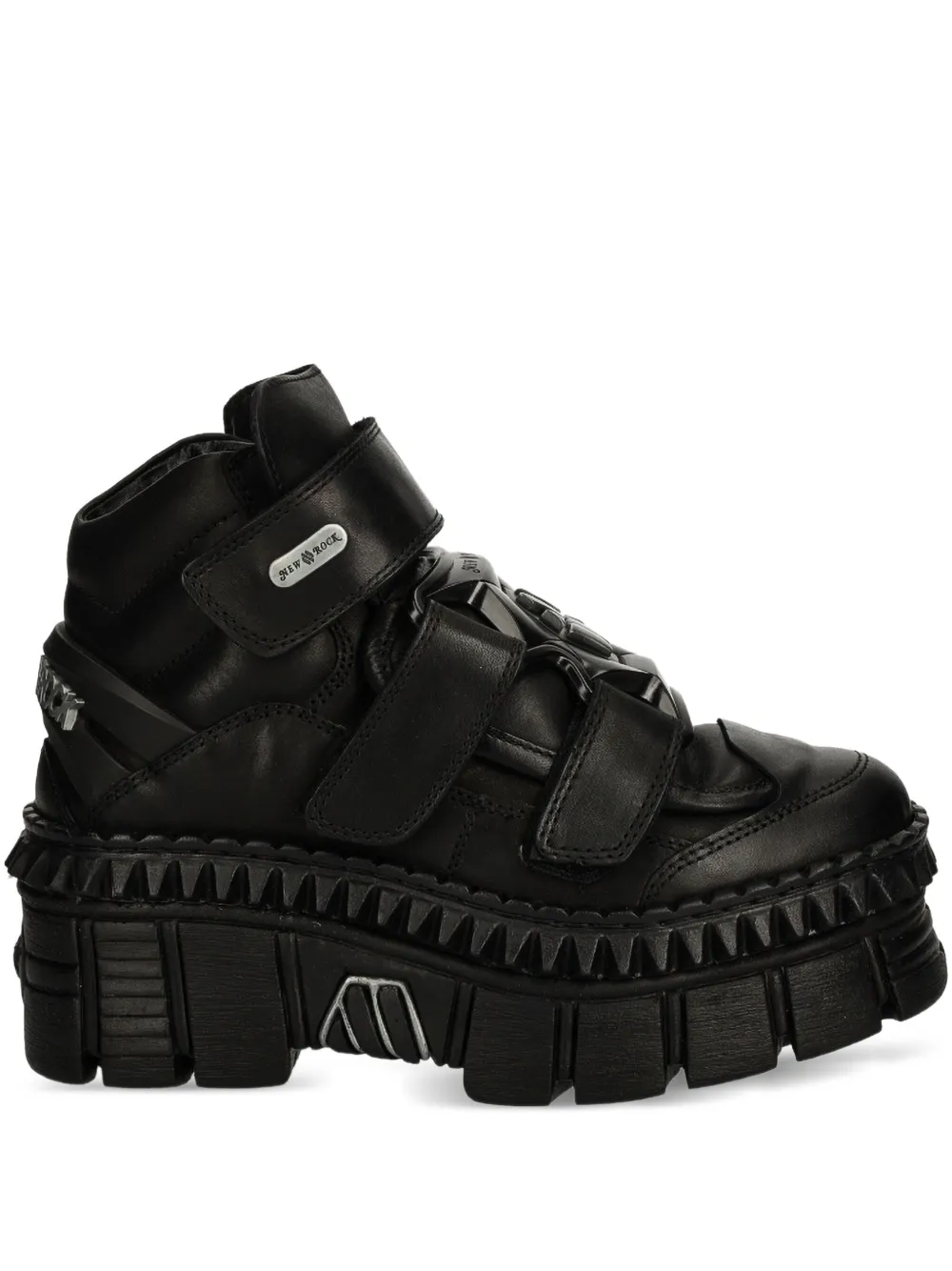 NEW ROCK strap-detail platform sneakers | Black | Image 1