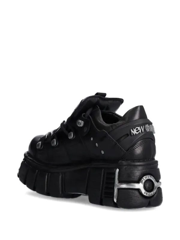 NEW ROCK Metallic M-120N-S26 lace-up Platform Sneakers | Black
