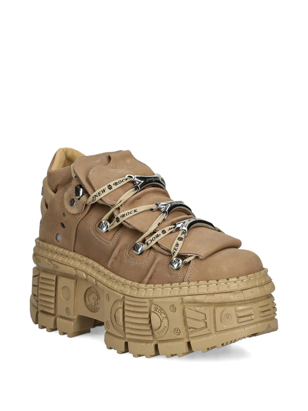 New Rock M-106wall-c10 Platform Lace-up Sneakers In Brown