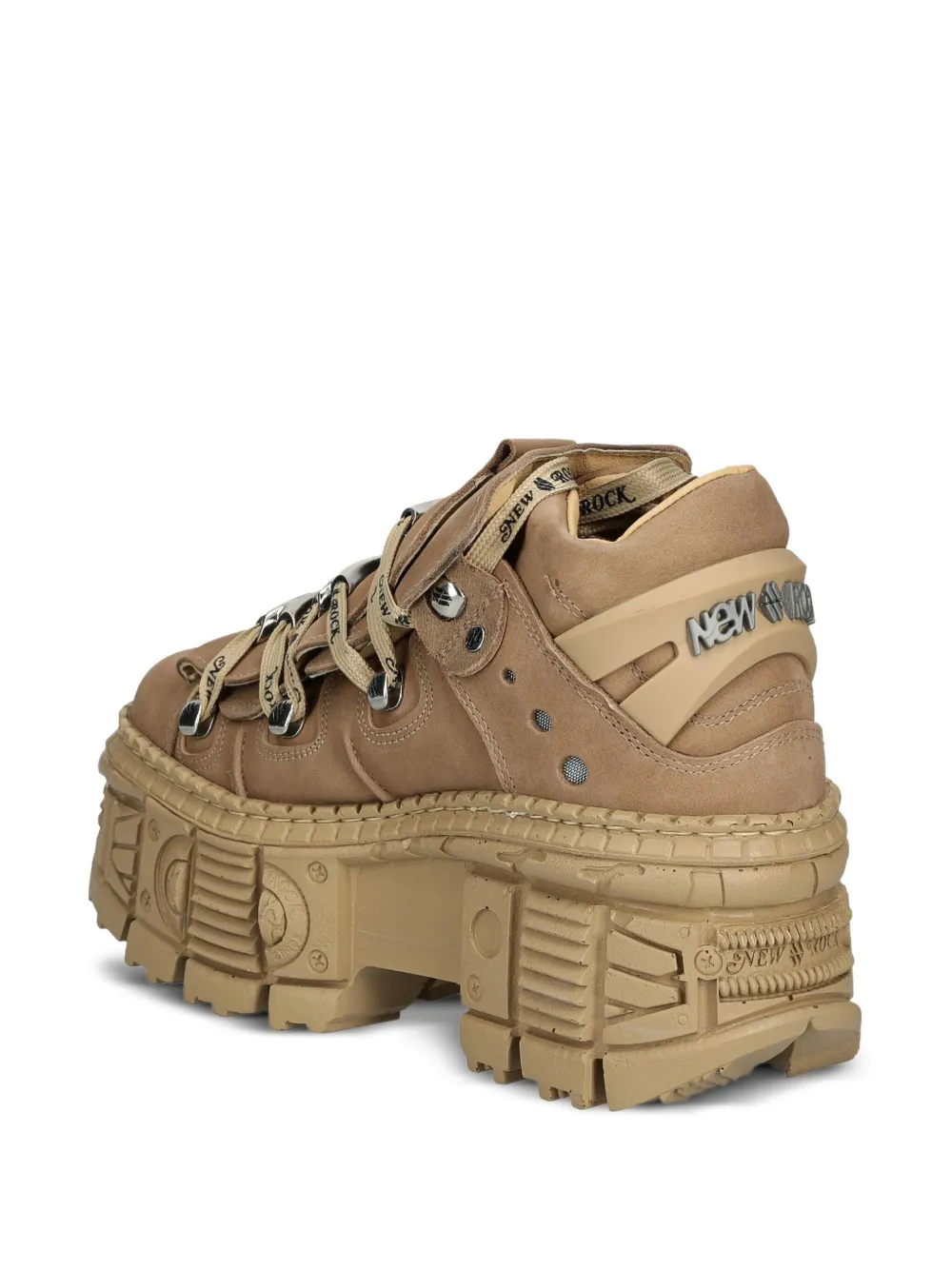 New Rock M-106wall-c10 Platform Lace-up Sneakers In Brown