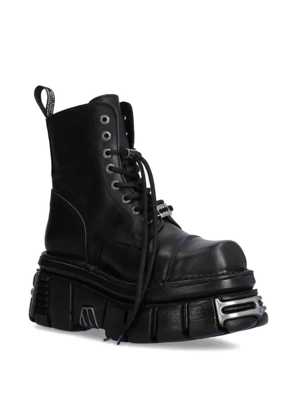 New Rock Metallic M-newmili083-s37 Lace-up Platform Boots In Black
