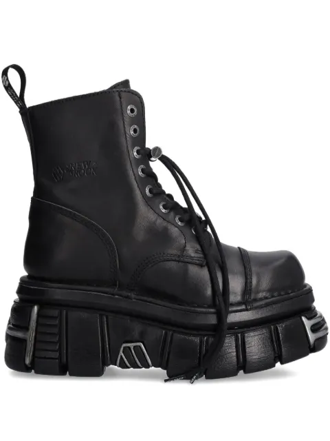 NEW ROCK Metallic M-NEWMILI083-S37 lace-up platform boots