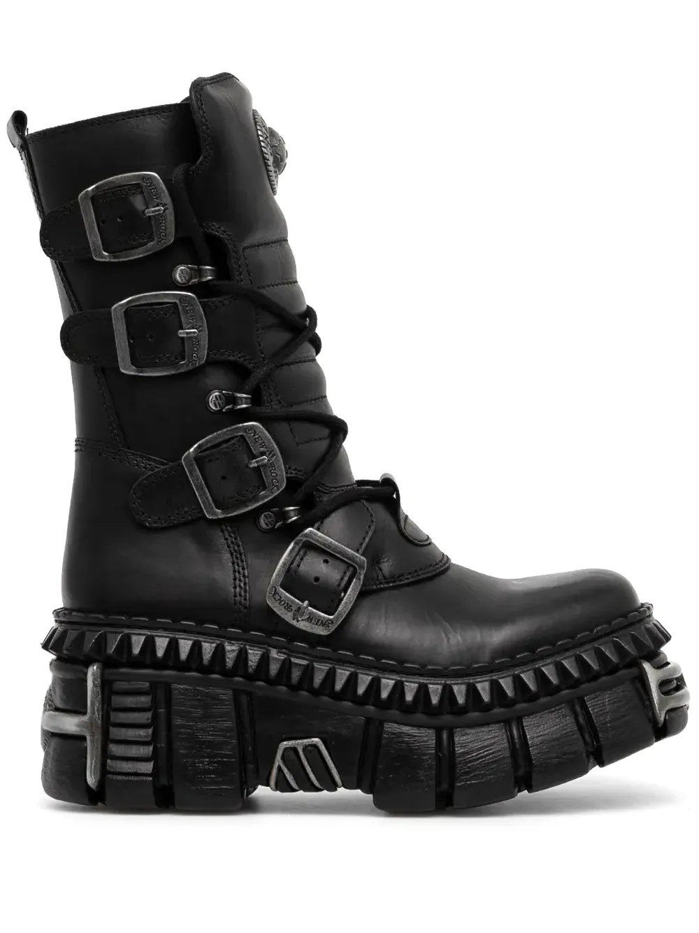 NEW ROCK 80mm buckle platform boots | Black | Image 1