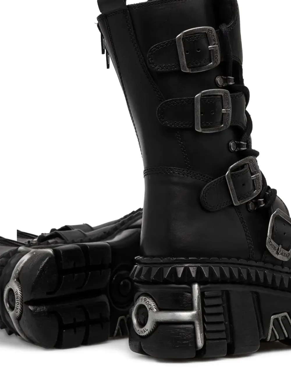 NEW ROCK 80mm laarzen met plateauzool en gesp Zwart