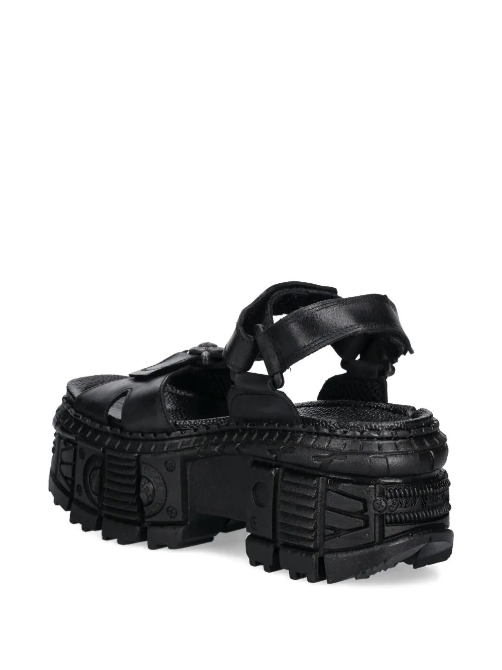 New Rock M-bios130-c7 Platform Buckle Sandals In Black