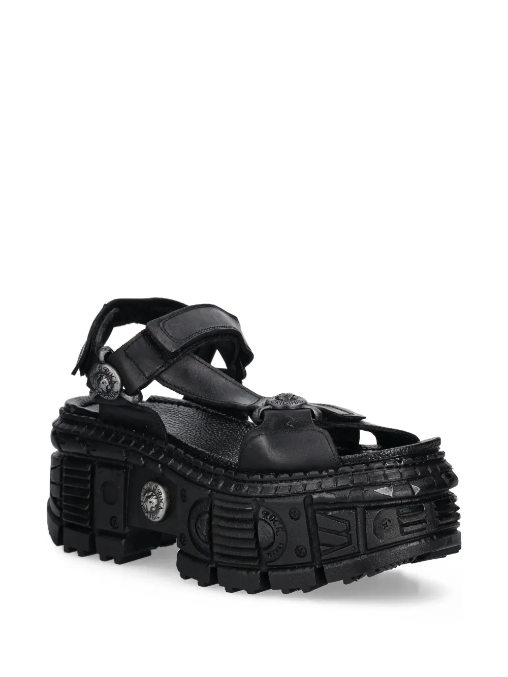New Rock M-bios130-c7 Platform Buckle Sandals In Black