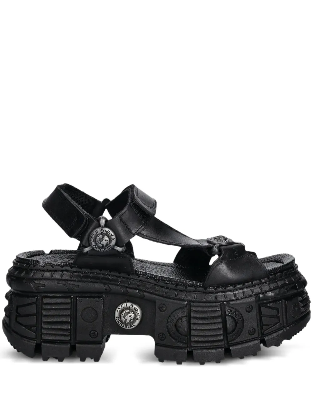 New Rock M-bios130-c7 Platform Buckle Sandals In Black