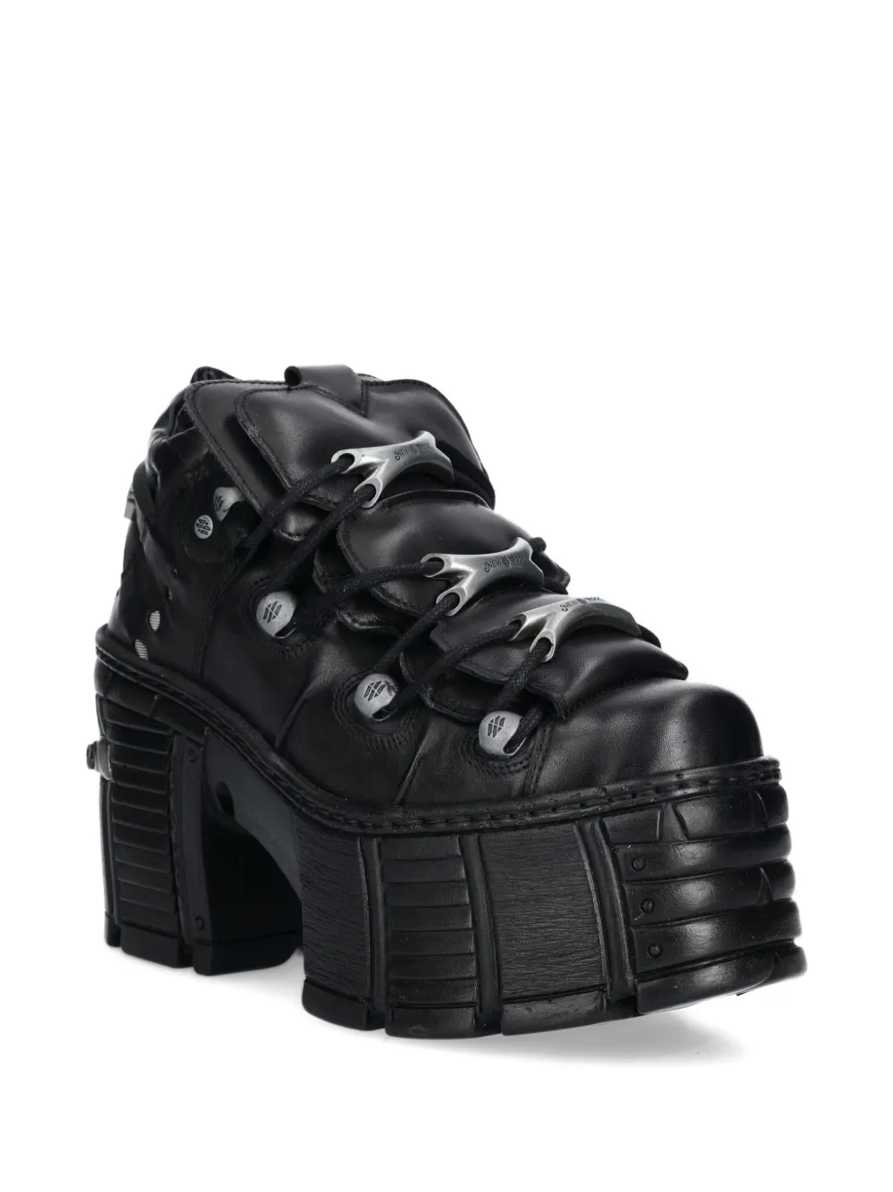 NEW ROCK 120mm M-TM106-C2 buckle-strap platform boots Zwart
