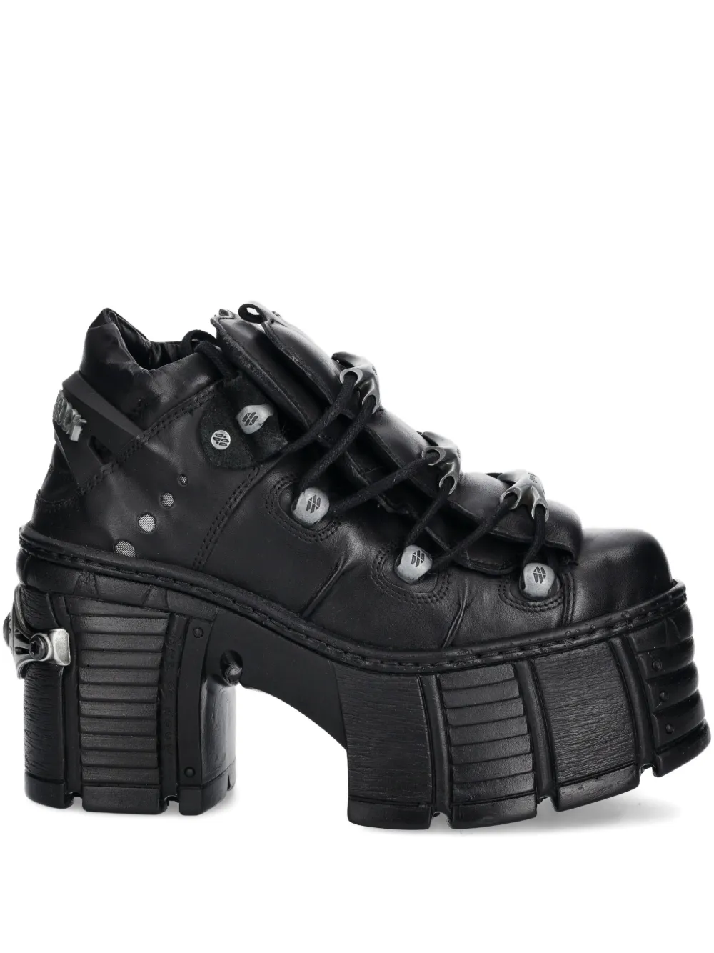 NEW ROCK 120mm M-TM106-C2 buckle-strap platform boots Zwart