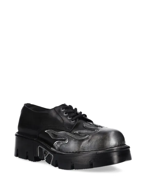 platform black dress shoes LACE UP CHUNKY PLATFORM OXFORD SHOES Black / US 7 = EU 37 = UK 5 = Foot Length 235mm(9 1/4inch)