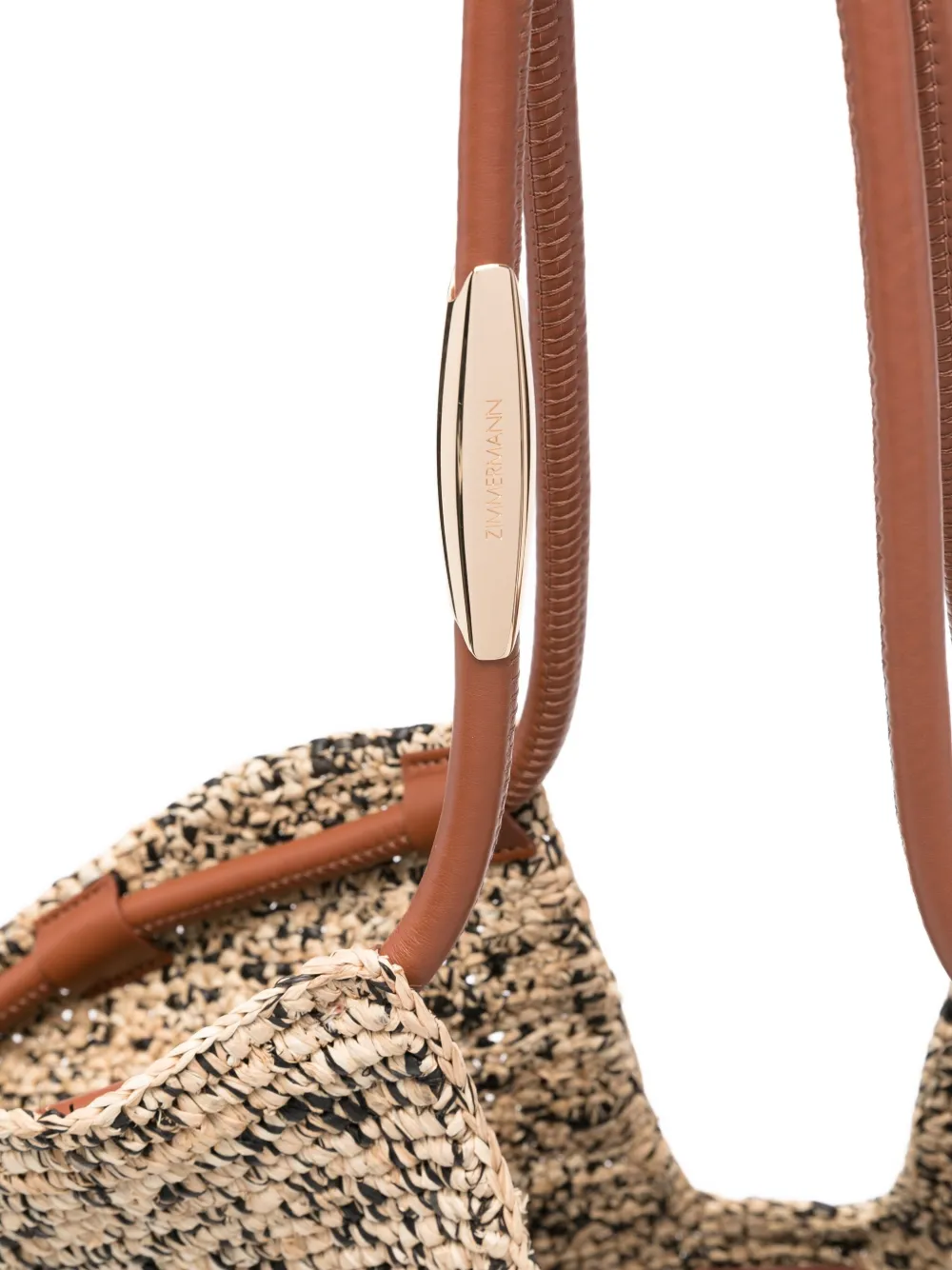ZIMMERMANN Geweven strandtas met leren handgreep Beige