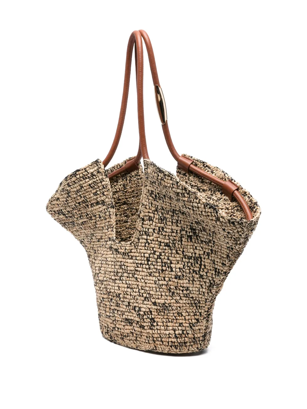 ZIMMERMANN Geweven strandtas met leren handgreep Beige