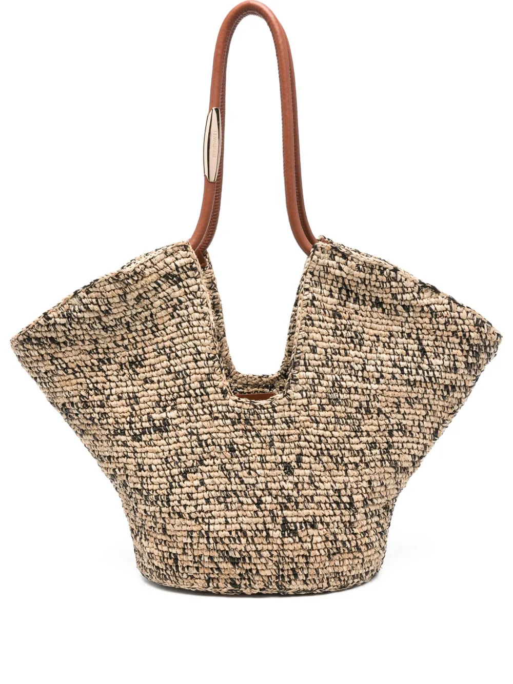 ZIMMERMANN Geweven strandtas met leren handgreep Beige