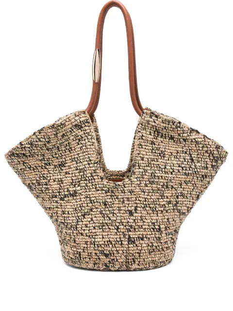 ZIMMERMANN leather-handle woven beach bag