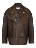 Moschino zip-up leather jacket - Brown