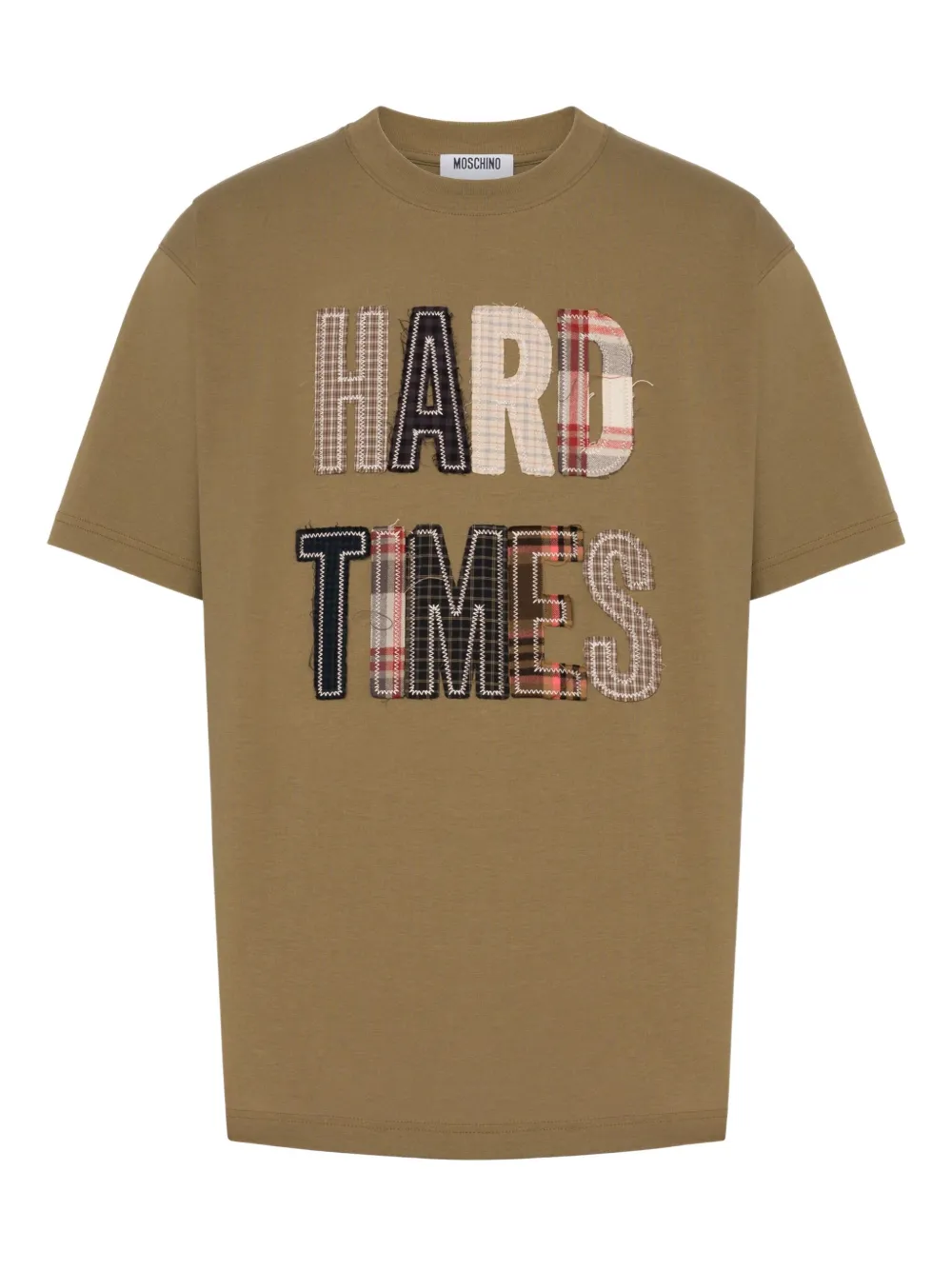 slogan print-print cotton T-shirt