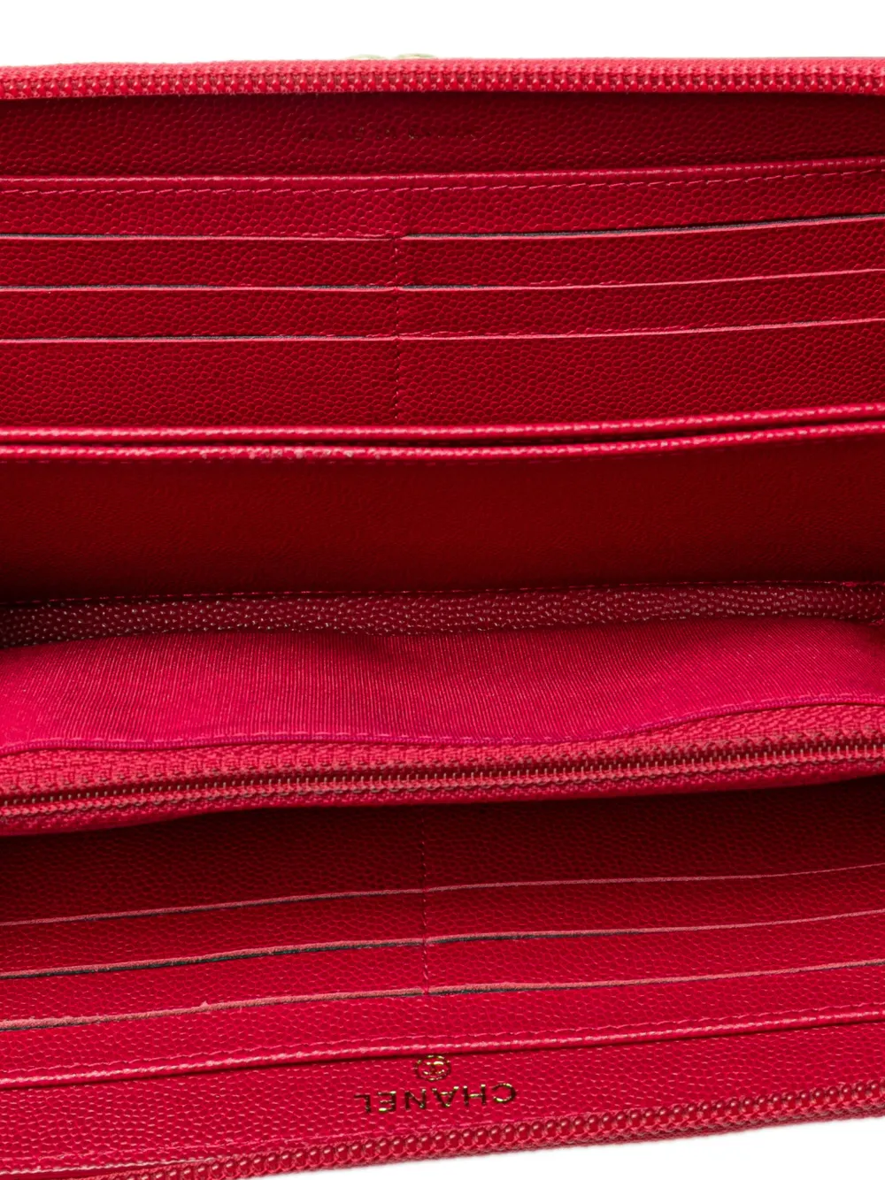 Pre-owned Chanel 2016-2017 Quilted Caviar Boy Zip Around Wallet Long Wallets In Pink
