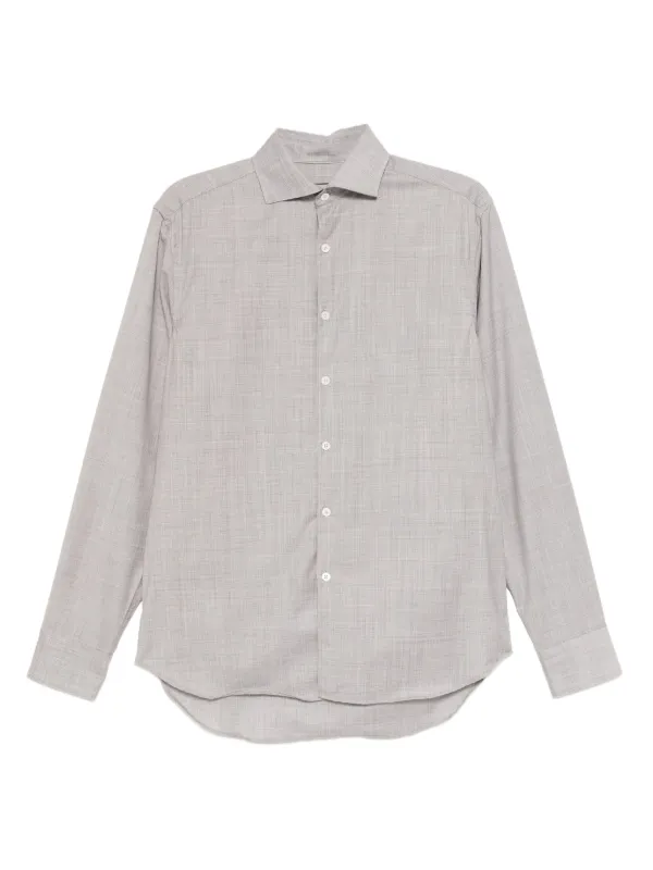 Canali Oxford Wool Shirt in Grey