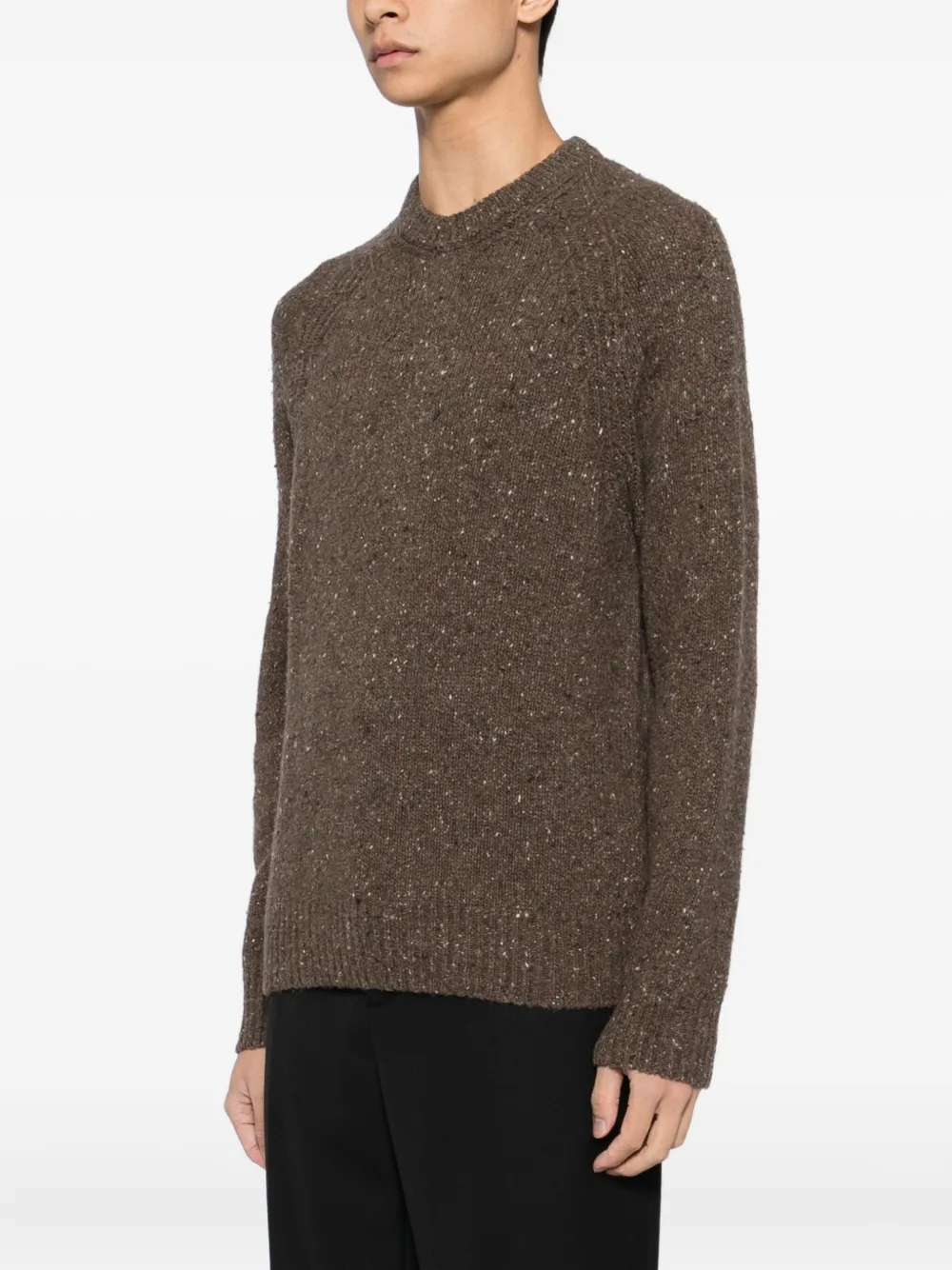 Canali Gespikkelde trui met ronde hals Bruin