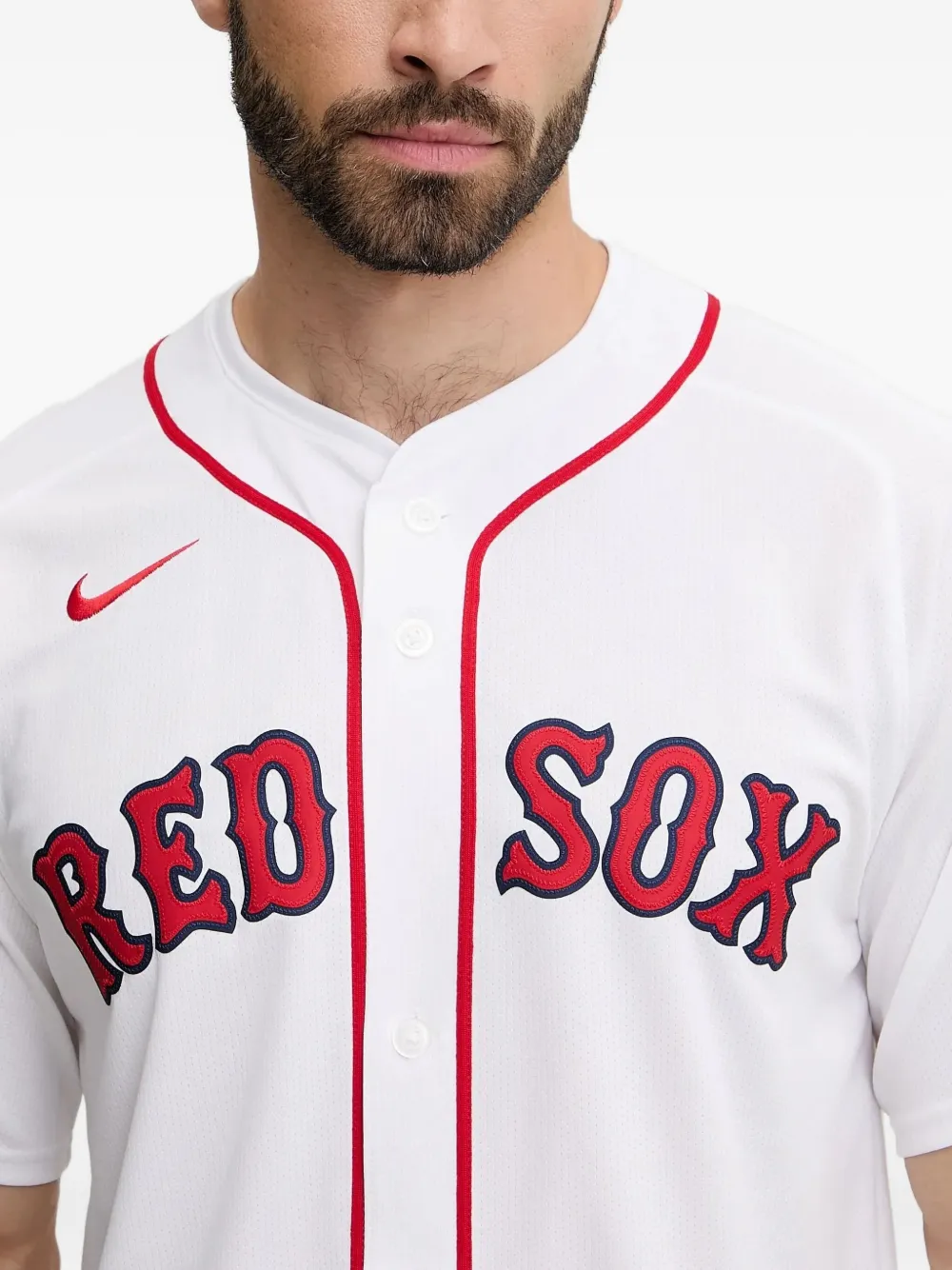 Nike X Boston Red Sox Button-down Baseball Shirt In White