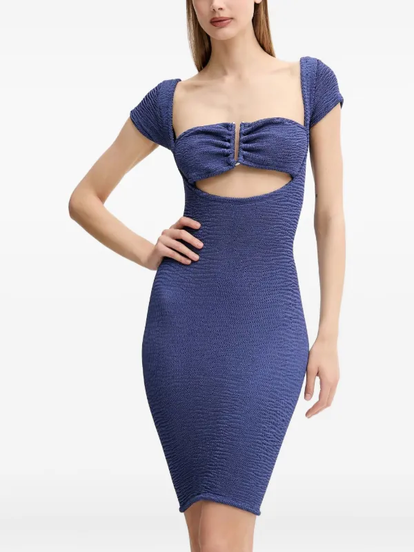 white christmas dresses Textured Cut Out Back A-Line Stretchy Maxi Dress main image 0