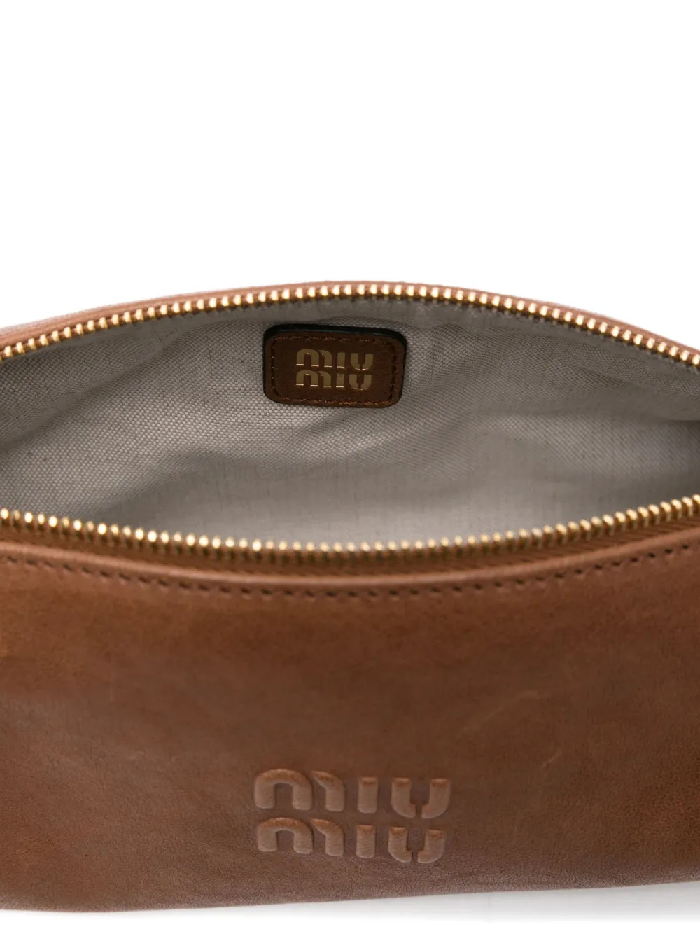 Miu logo-embossed shoulder bag Bruin