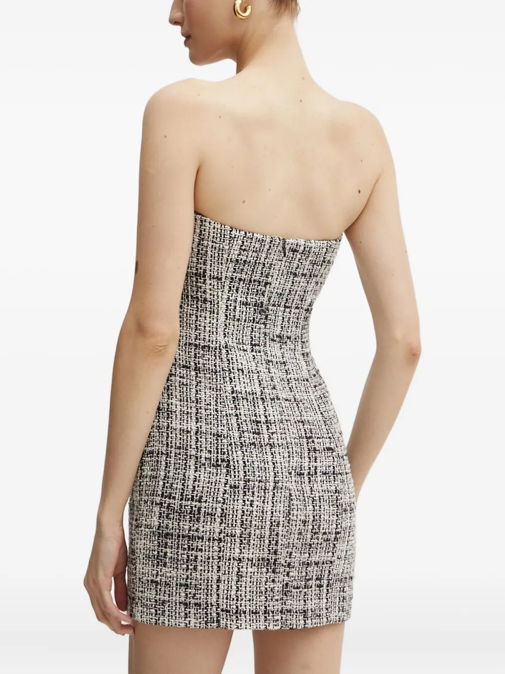 La Mania Bella tweed strapless mini dress - Zwart