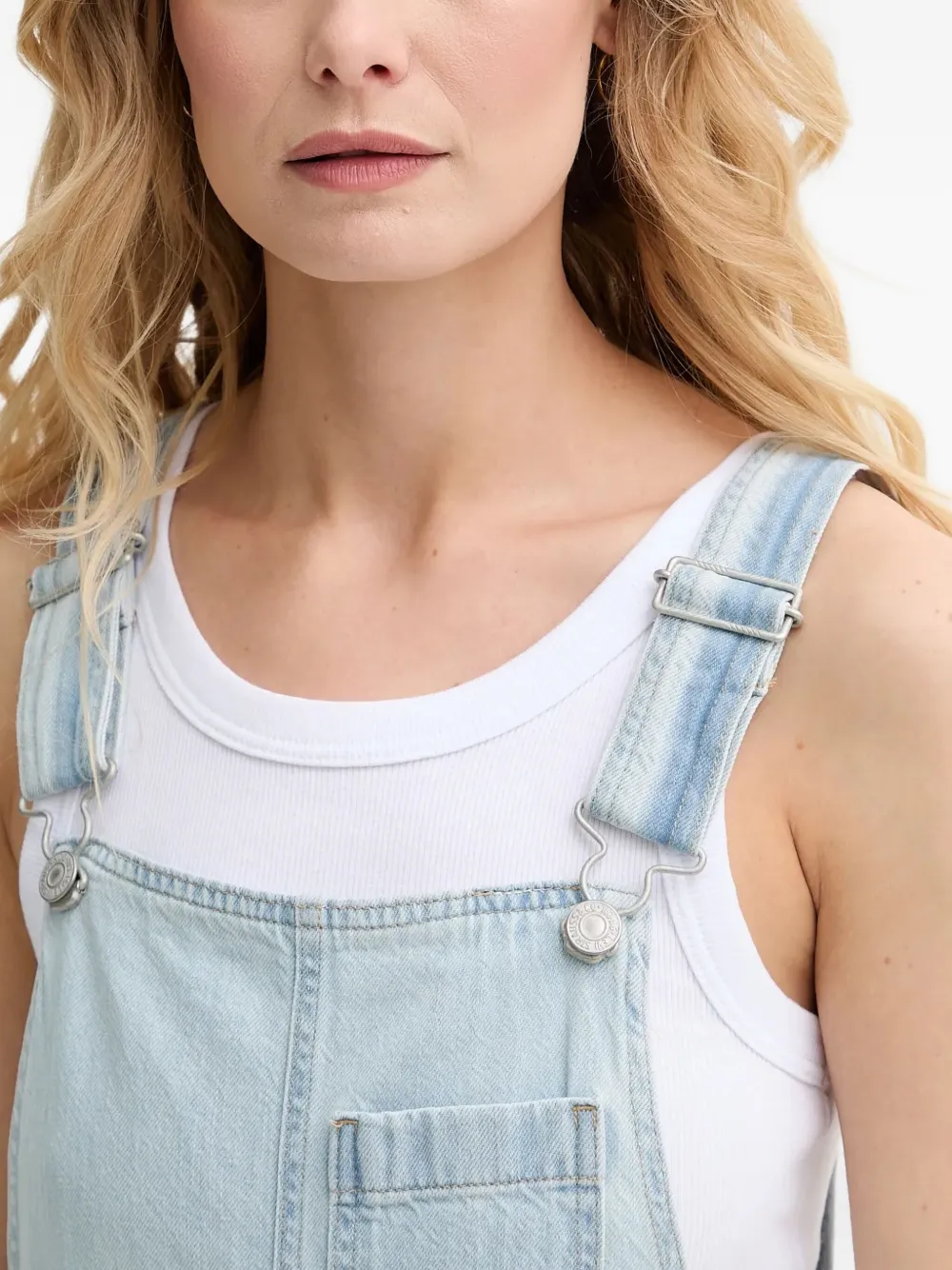 Levi's Denim midi-jurk met tuinbroekstijl Blauw