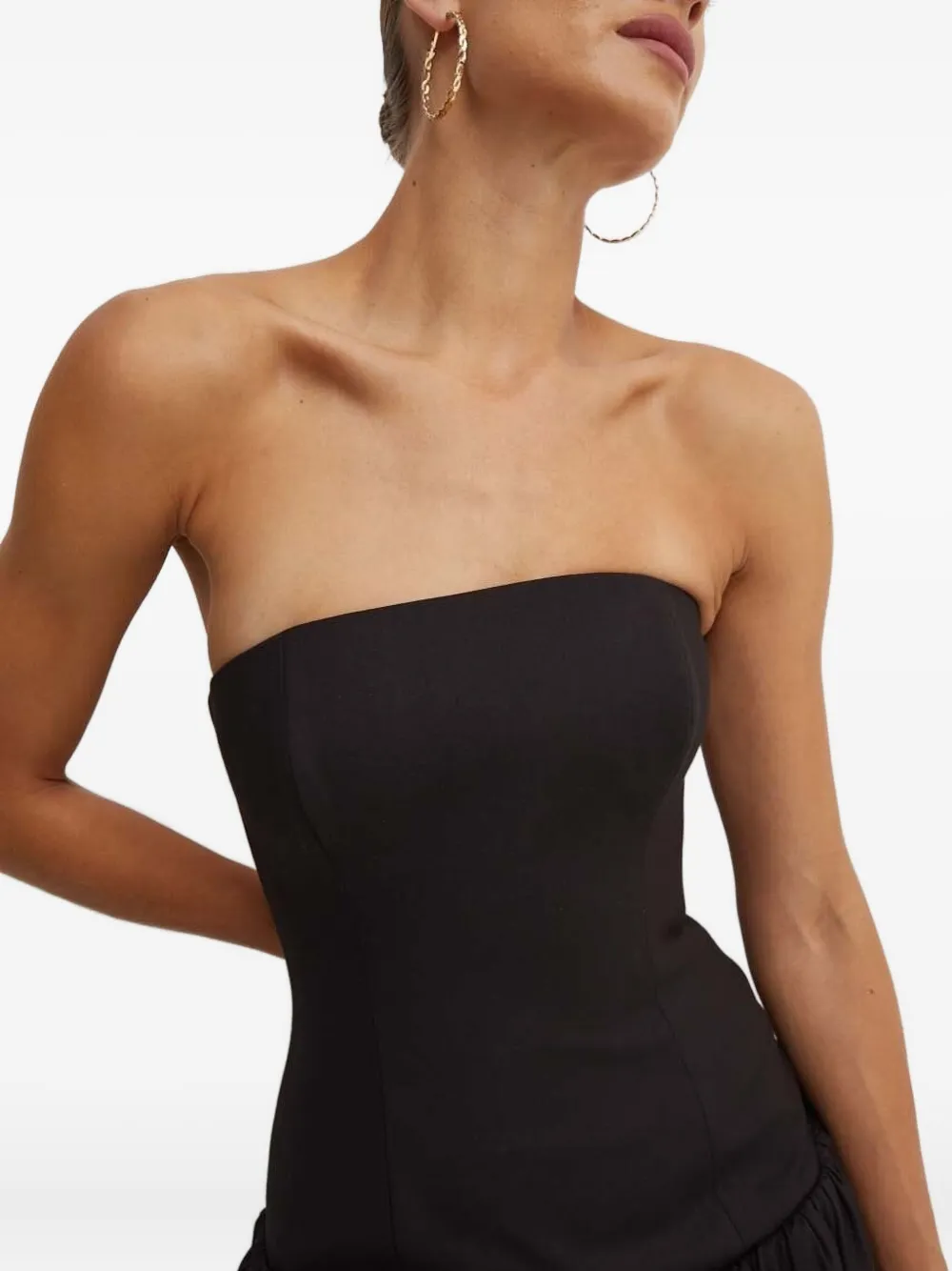 La Mania Strapless gesmockte midi-jurk Zwart