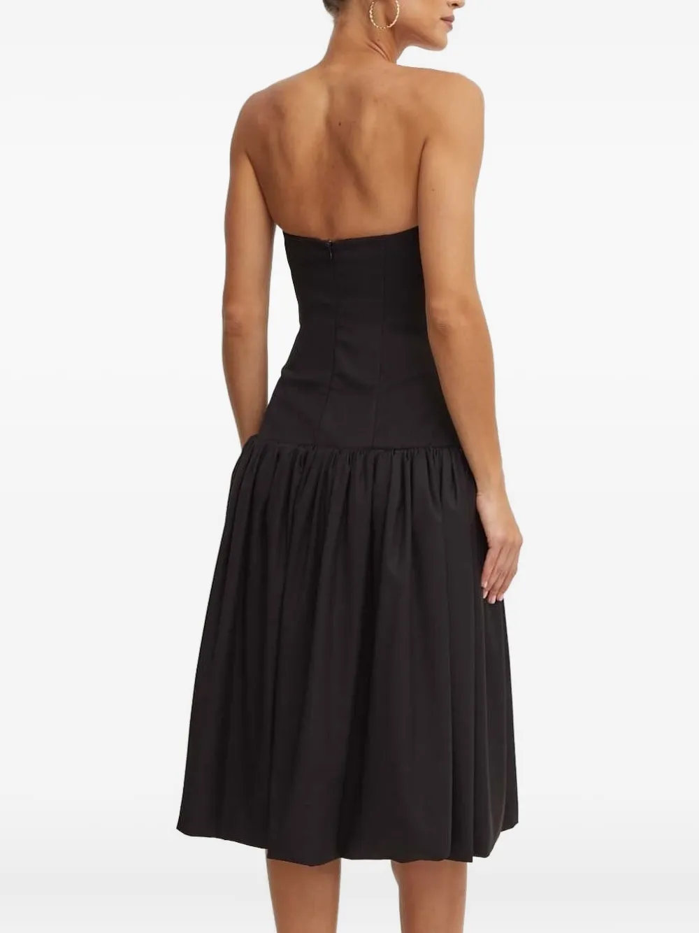 La Mania Strapless gesmockte midi-jurk Zwart