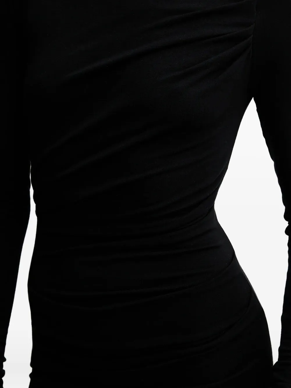 La Mania draped long-sleeve dress Zwart