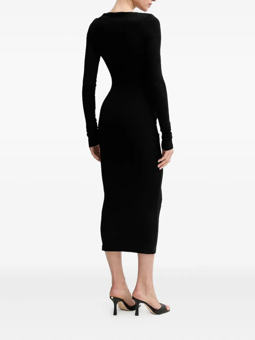 La Mania draped long-sleeve dress Zwart