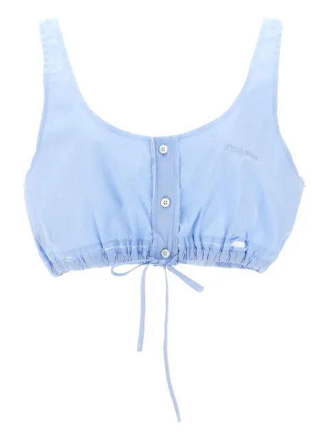 Miu Miu logo-embroidered bralette top
