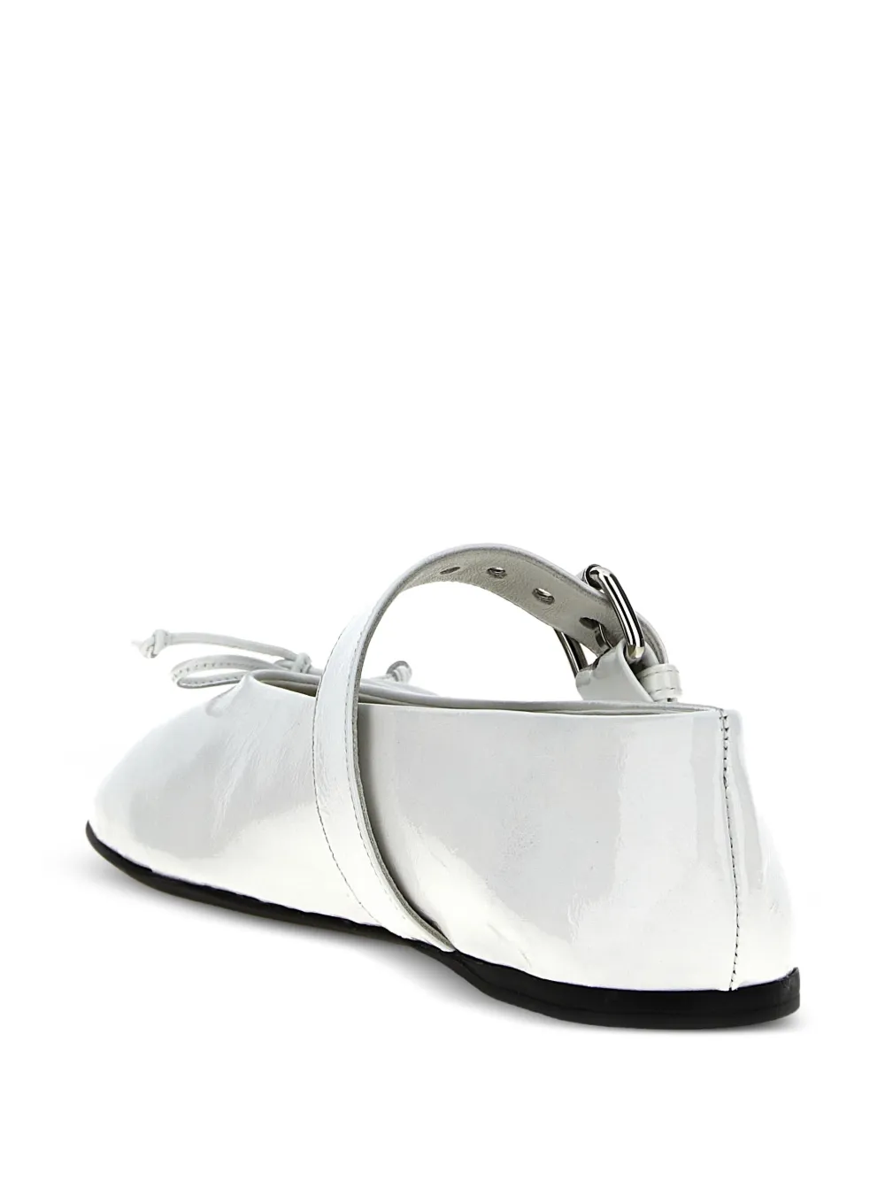 Miu Leren ballerina's met gelakte afwerking Wit
