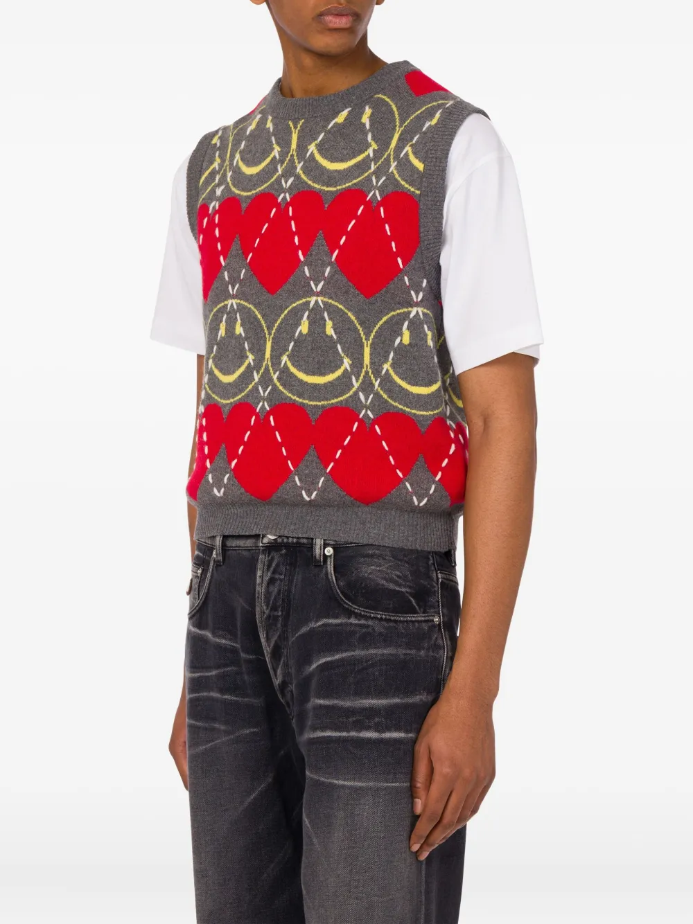 Moschino Top met intarsia hart Grijs