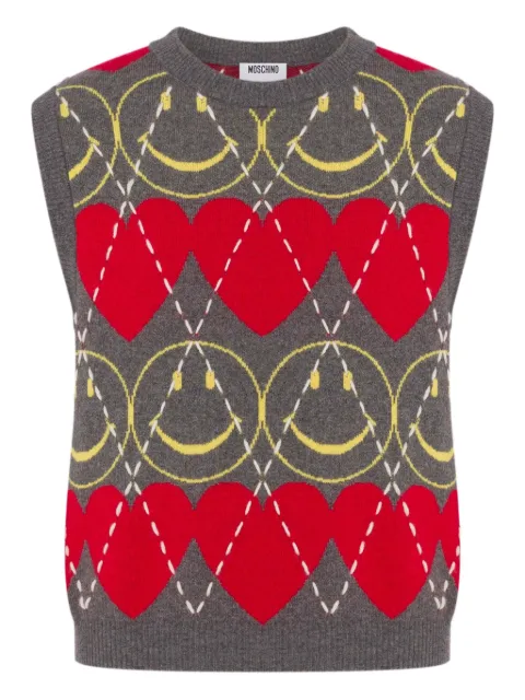 Moschino débardeur smiley à motif cœur en intarsia