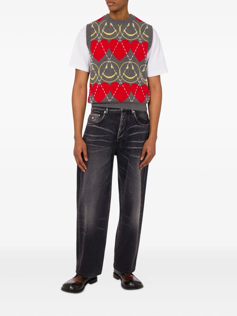 Moschino Top met intarsia hart Grijs