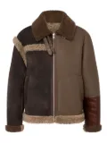 Moschino shearling-trimmed leather jacket - Brown