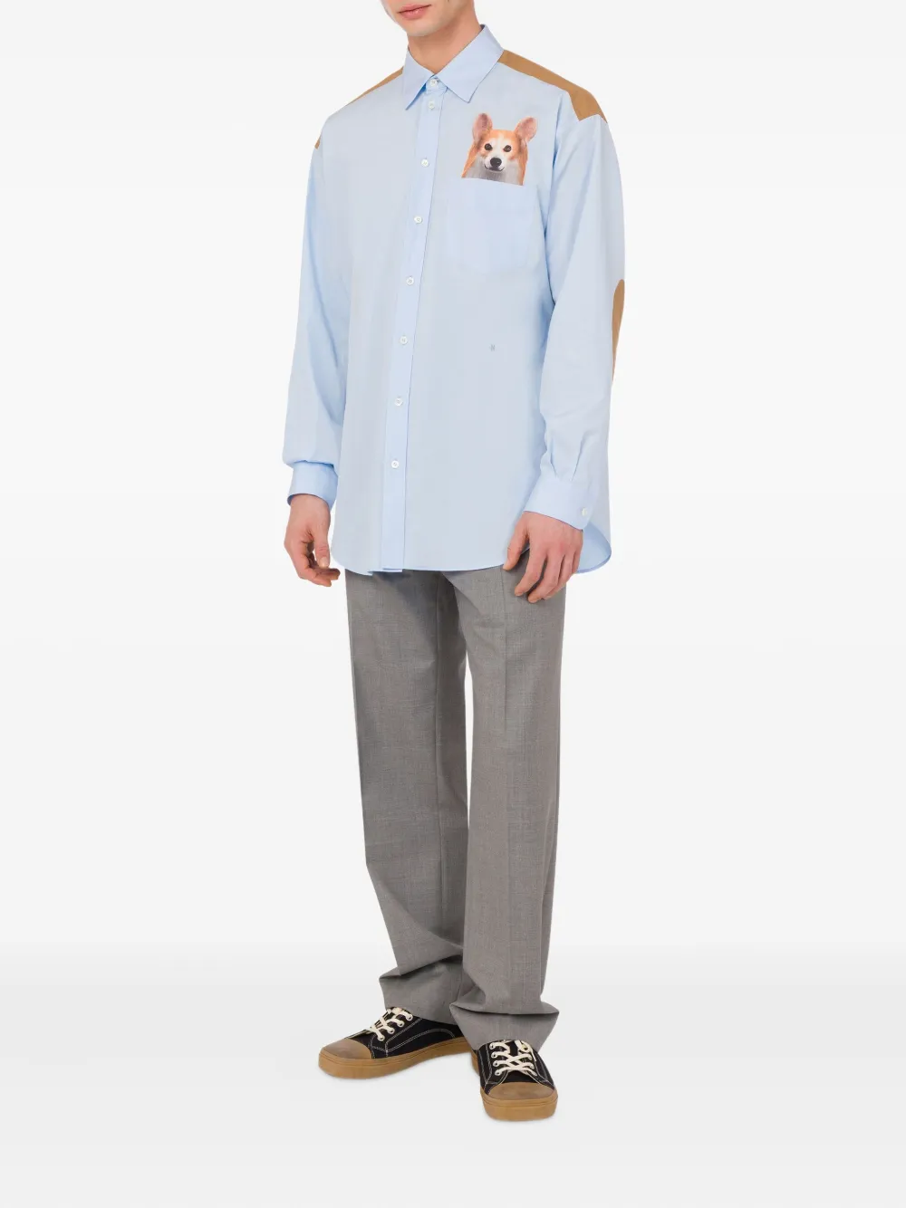 Moschino Katoenen overhemd met hondenpatroon Blauw