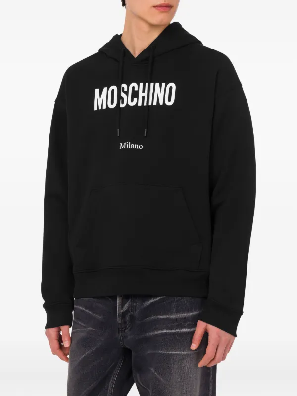 Moschino Felpa Con Cappuccio e Logo Nero FARFETCH IT