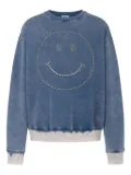 Moschino smiley face-studded sweatshirt - Blue