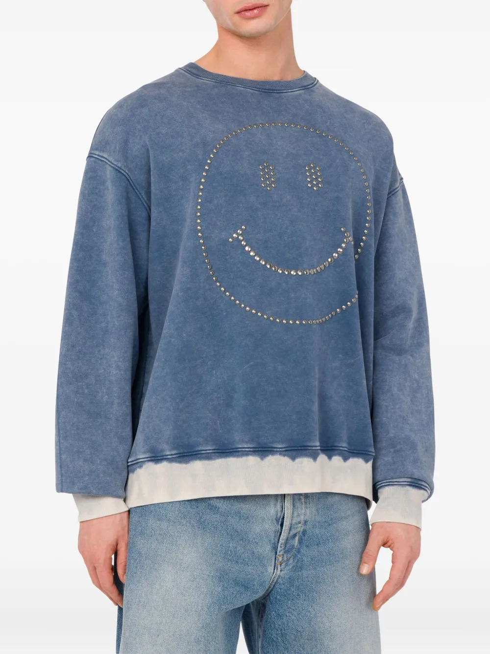 Moschino Sweater met smiley face-studs Blauw