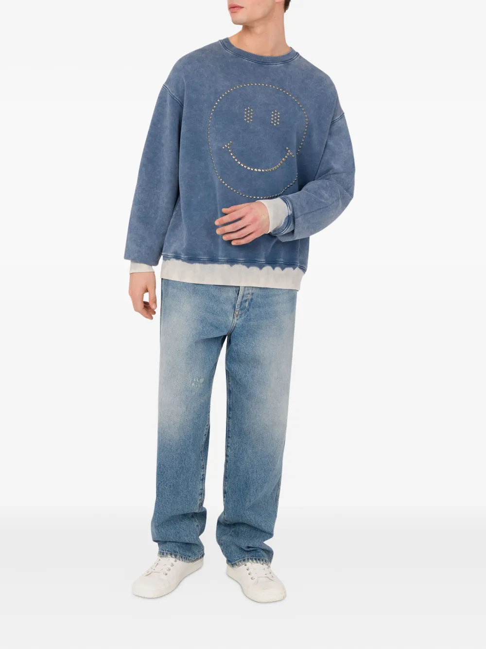 Moschino Sweater met smiley face-studs Blauw