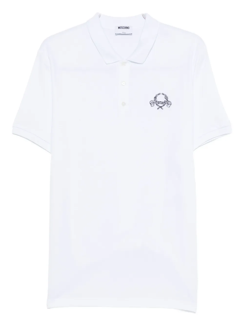 Moschino logo-embroidered polo shirt Wit