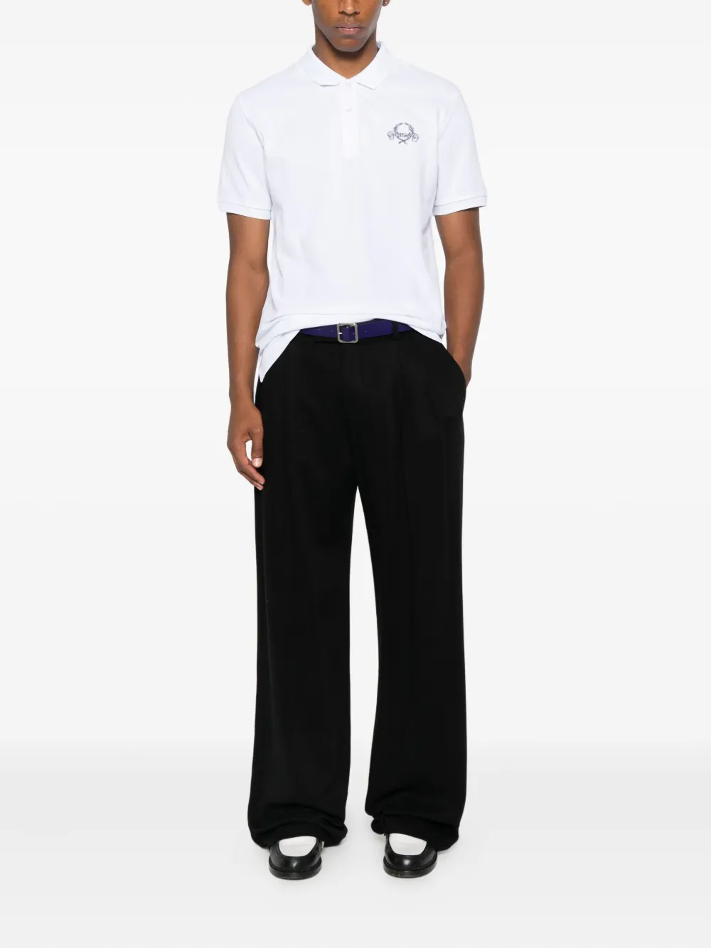 Moschino logo-embroidered polo shirt Wit