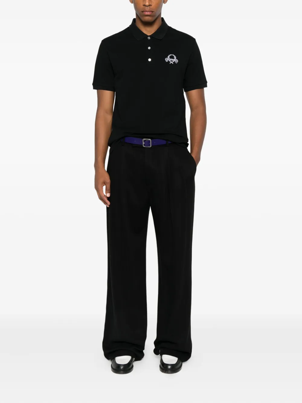 Moschino logo-embroidered polo shirt Zwart