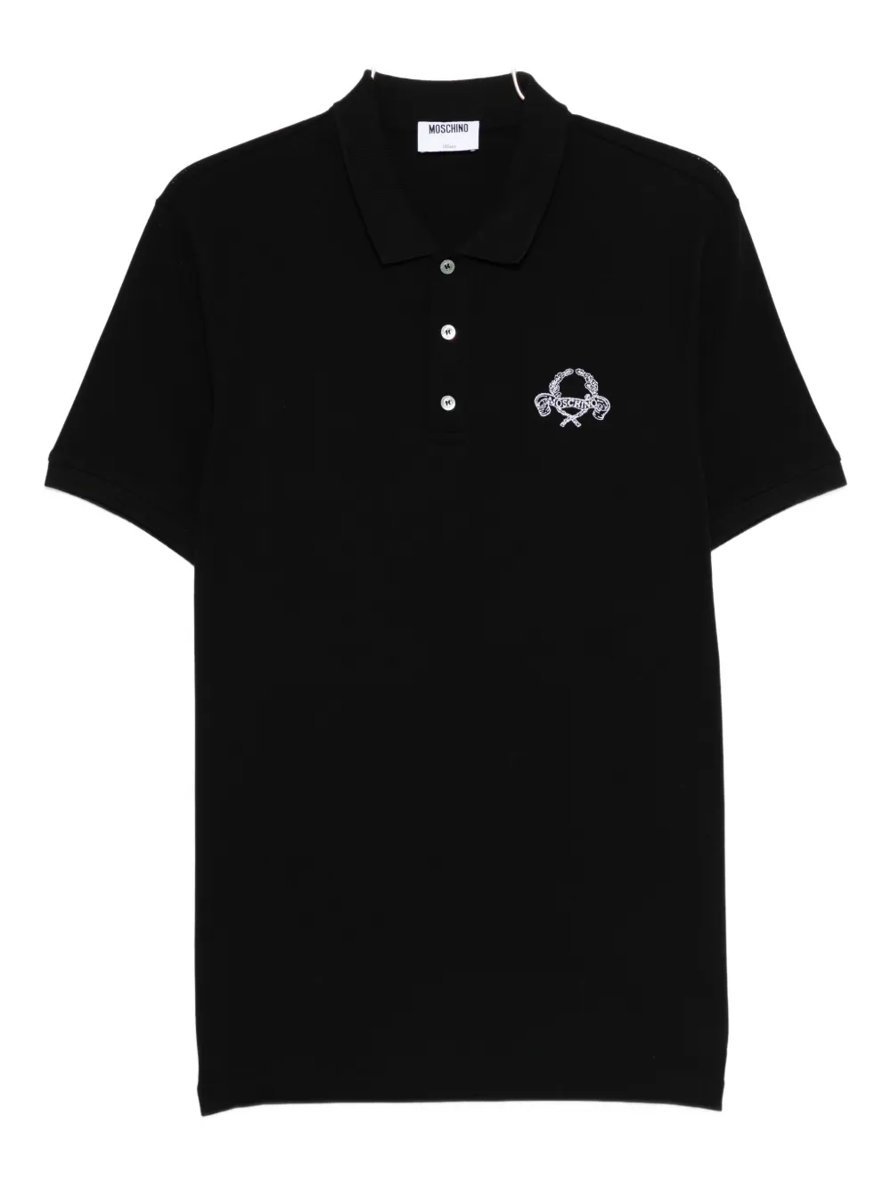 Moschino logo-embroidered polo shirt Zwart