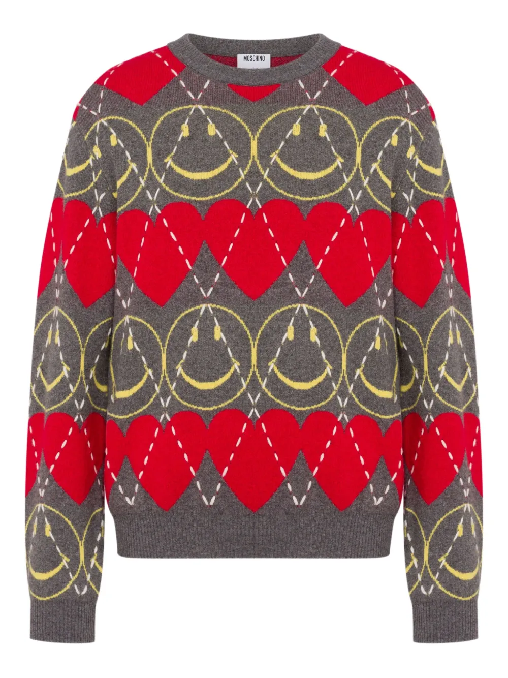 Moschino Trui met smiley patroon Grijs
