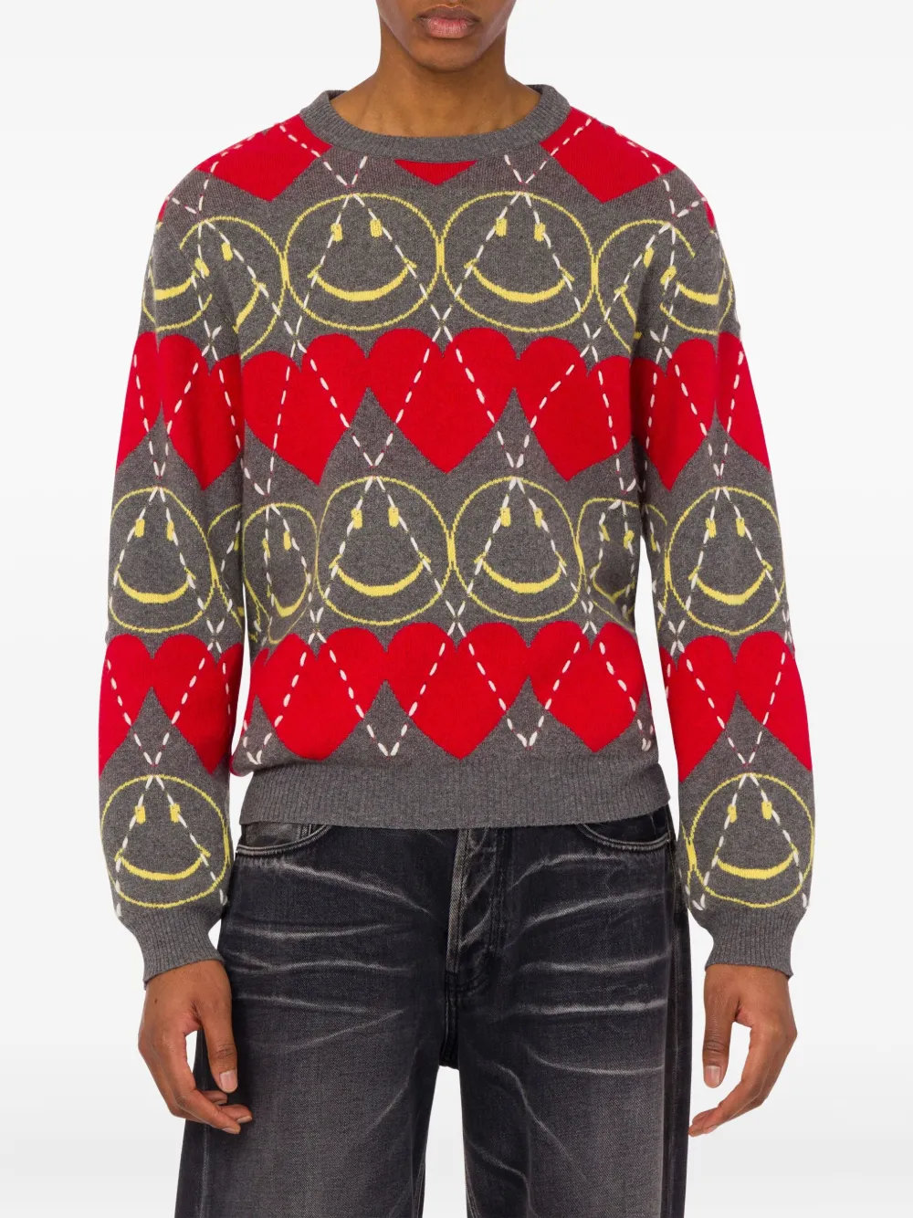 Moschino Trui met smiley patroon Grijs