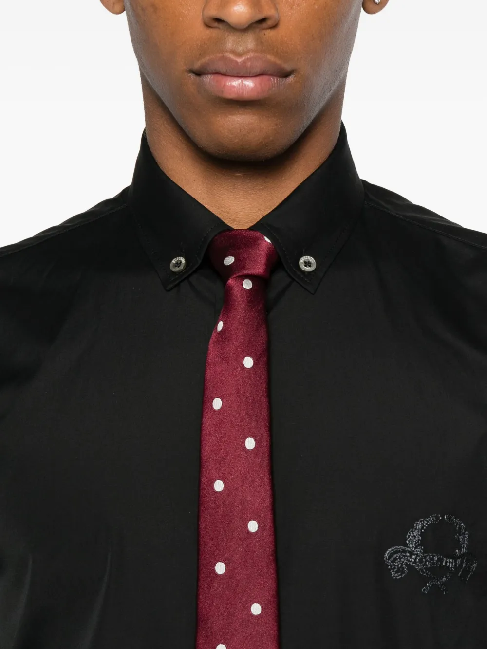 Moschino logo-embroidered cotton shirt Zwart